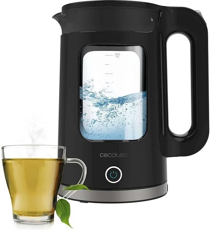 CECOTEC Fierbator electric Cecotec – 1, 7 L Thermosense 330 Glassy. 2200 W, carcasa din sticla borosilicata de inalta calitate, filtru anti-calcar, baza rotativa 360°, recipient fara fir, indicator luminos