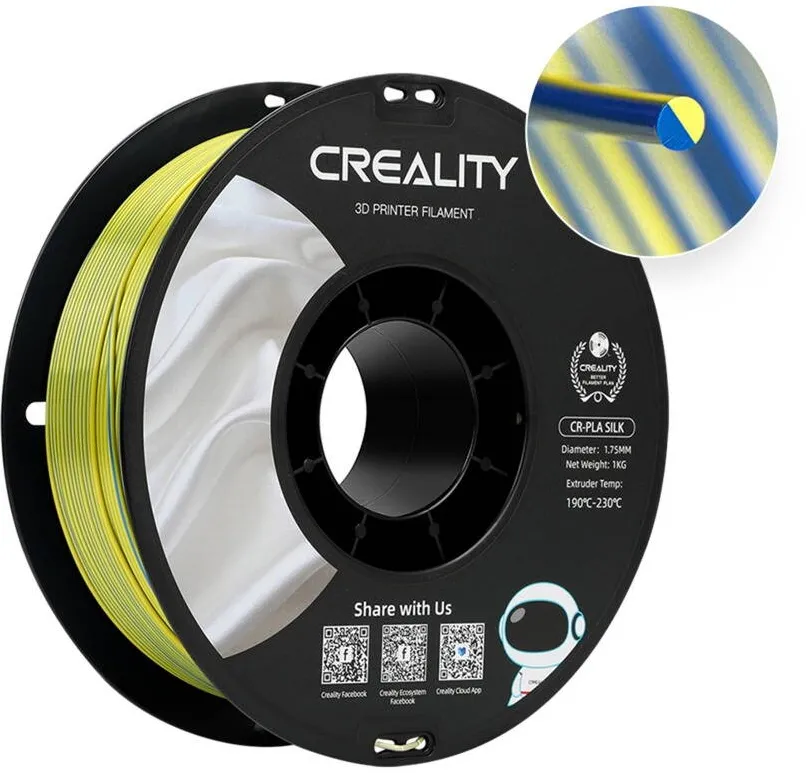 CREALITY Creality CR-Silk PLA Filament Blue/Yellow, 3D Filament 1 kg, 1.75 mm, on a spool