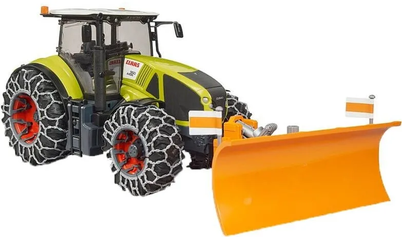 Tractor de jucarie BRUDER Claas Axion 950 03018 cu lanturi de zapada si lama de zapada