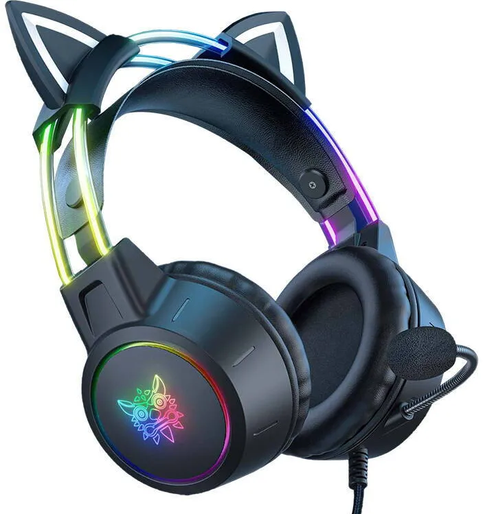 Casti Over-Head Onikuma Słuchawki gamingowe ONIKUMA X15 PRO czarne/kocie uszy