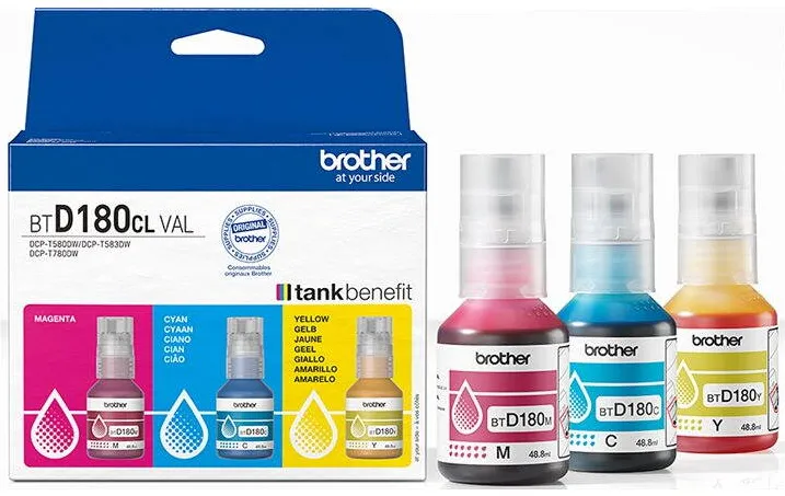 Cartus Imprimanta Brother BTD180CLVAL Ink Bottles, Value Pack, C/M/Y