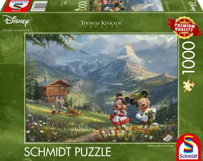 Puzzle Schmidt Spiele Thomas Kinkade Studios: Disney - Mickey & Minnie in the Alps, Jigsaw Puzzle (1000 pieces)
