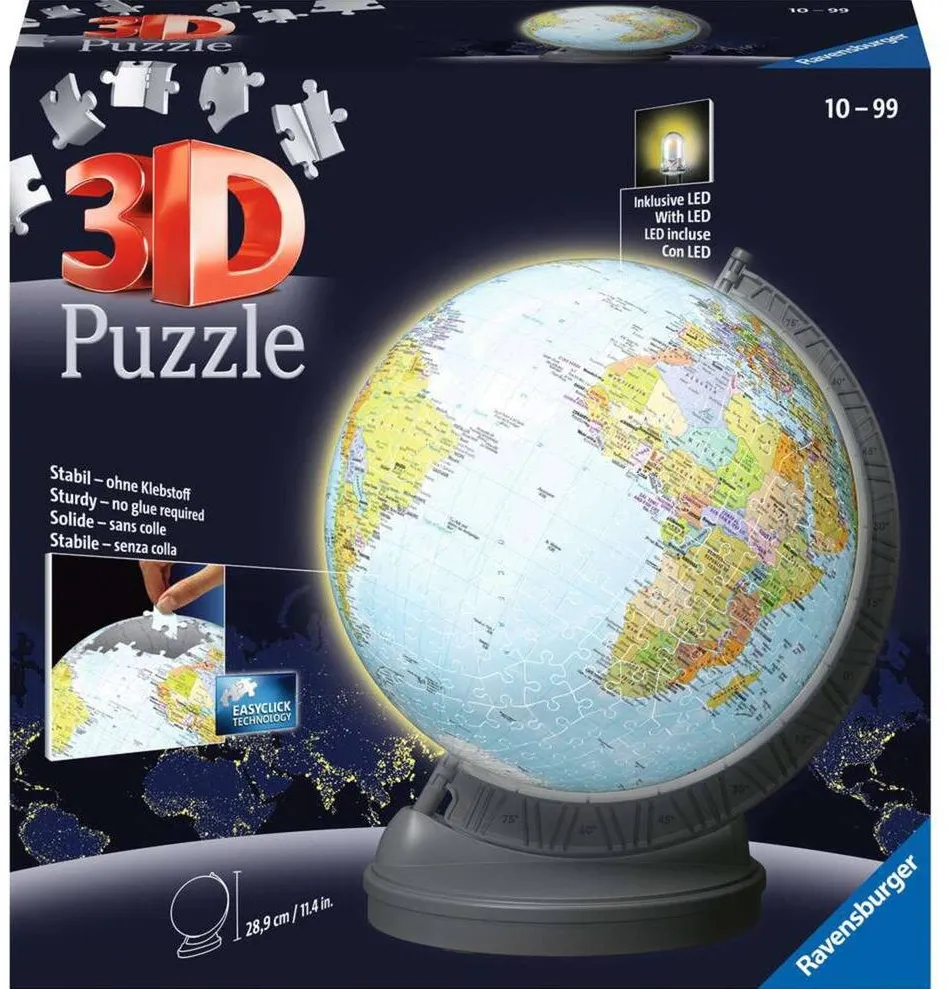 Puzzle Ravensburger 3D puzzle globe with light