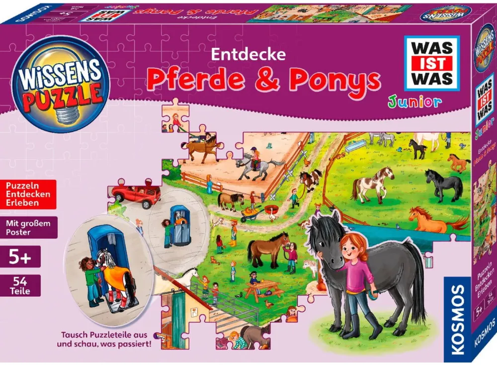 Puzzle Kosmos knowledge puzzle WHAT IS WHAT Junior: Discover the pony farm (54 pieces)