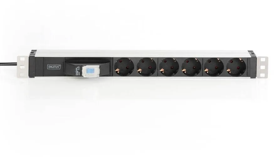 Assmann Prelungitor 6 Porturi 19" Alu.,1HE, Intrerupator