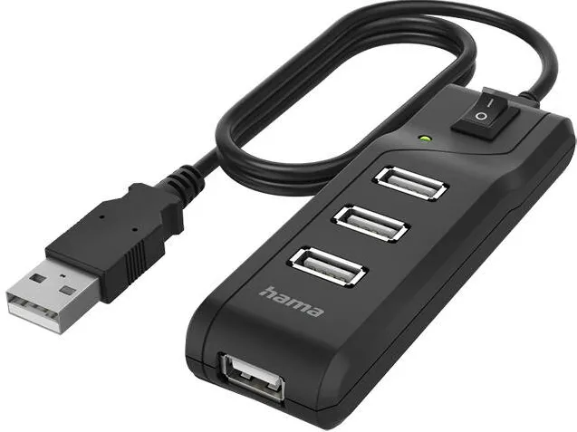 Hub USB HAMA USB 2.0 4 port On/Off Switch Black