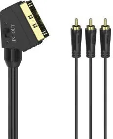 HAMA Video Cable, Scart Plug - 3 RCA Plugs (Video/Stereo), 1.5 m