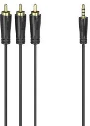 HAMA Connecting Cable, 3.5 mm 4-Pin Jack Plug - 3 RCA Plugs, 1.5 m