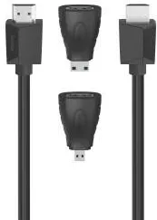 HAMA High-Speed HDMI™ Cable, Ultra-HD 4K, Ethernet, 1.50 m + 2 HDMI™ Adapters