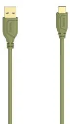 HAMA "Flexi-Slim" USB-C Cable, USB 2.0, 480 Mbit/s, Turtle Green, 0.75 m