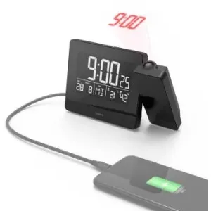 HAMA "Plus Charge" Projection Alarm Clock, black