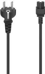 HAMA Mains Cable, Plug with Earth Contact - 3-Pin Socket (Cloverleaf), 1.5 m, bl