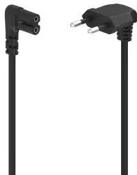 HAMA Power Cable, Angled Both Sides, Euro Plug, AC Connector C7, 1.5 m, black