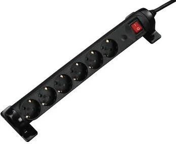 HAMA Power Strip, 6-Way, Pivot, with Switch, black