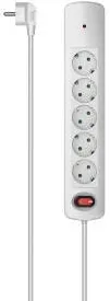 HAMA Power Strip, 5-Way, Surge Voltage Protection, Switch, Wall Mounting, 1.5 m,