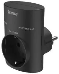 HAMA Socket Adapter, Earthed Contact, Overvoltage Protection, Mains Voltage, bla