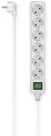 HAMA Power Strip, 6-Way, Switch, 3 m, white