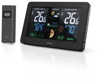 HAMA "Premium" Weather Station with LED Colour Display and USB Charging Function