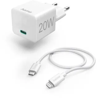 HAMA Quick Chrg w. Lightning Charging Cab., Mini-Charger, PD, 20 W, 1m, wht