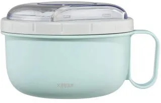 Cutie rotunda pentru pranz XAVAX cu tacamuri, pentru microunde, 1100 ml, albastru pastel/gri