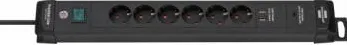 Brennenstuhl "Premium-Line" Multi Socket, 6-way, 2x USB, switch, 3m, black