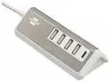 Brennenstuhl "brennenstuhl®estilo" Multi Socket, 4+2-way, 2x USB, 2m, silver/white