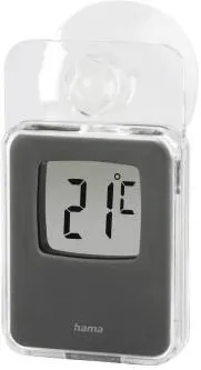 HAMA Window Thermometer for Indoors and Outdoors, Digital, 7.5 x 4.6 cm, grey