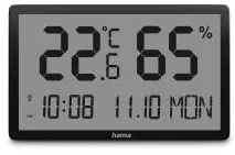 HAMA "Lombok" Thermometer and Hygrometer, Digital, For Indoors, black