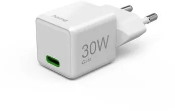 HAMA Fast Charger, GaN, USB-C, Super-Mini Charger, PD, 30 W, white
