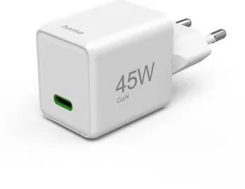 HAMA Fast Charger, GaN, USB-C, Super-Mini Charger, PD, 45 W, white
