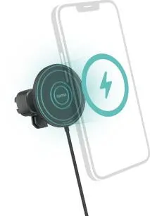 HAMA “Car FC15” Car Mobile Phone Charger, 15 W, Wireless f. iPhone, Magn., blk