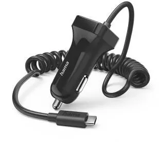 HAMA Car Charger with USB-C Connection, 12 W, 1 m, black