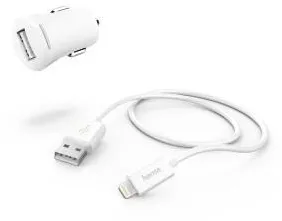HAMA Car Charging Kit, Lightning, 2.4 A, white