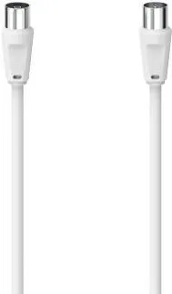 HAMA Antenna Cable, Coax Plug – Coax Socket, 1.5 m, 75 dB, white