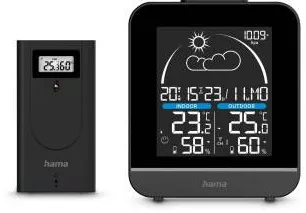 HAMA "La Gomera" Weather Station, with Outdoor Sensor, Radio, Alarm Clock, black