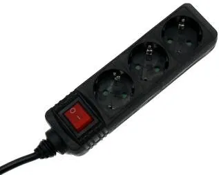 HAMA Power Strip, 3-Way, Switch, 3 m, black
