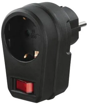 HAMA Socket Adapter, Earthed Contact Socket, Switch, black