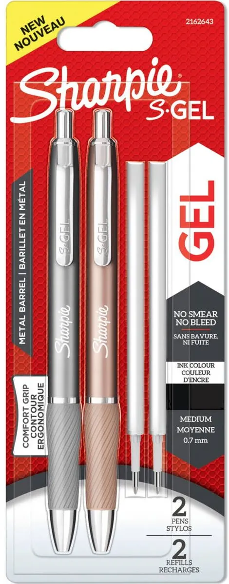 Sharpie Set pixuri S-Gel Metal Steel Gri + Rose Gold 0,7 mm + 2 rezerve
