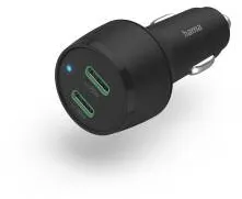 HAMA Car Fast Charger, 2x USB-C, PD, 45 W, black