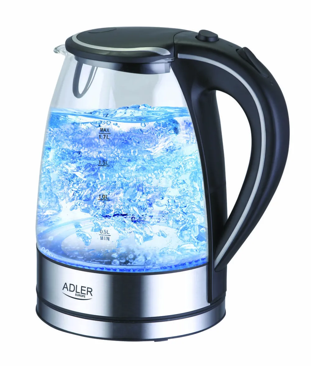 Adler AD 1225 electric 1.7 L Black,Stainless steel,Transparent 2200 W