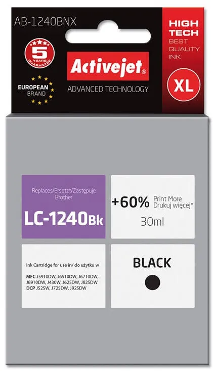 Cartus Imprimanta ACTIVEJET COMPATIBIL AB-1240BNX for Brother printer; Brother LC1220Bk/LC1240Bk replacement; Supreme; 30 ml; black