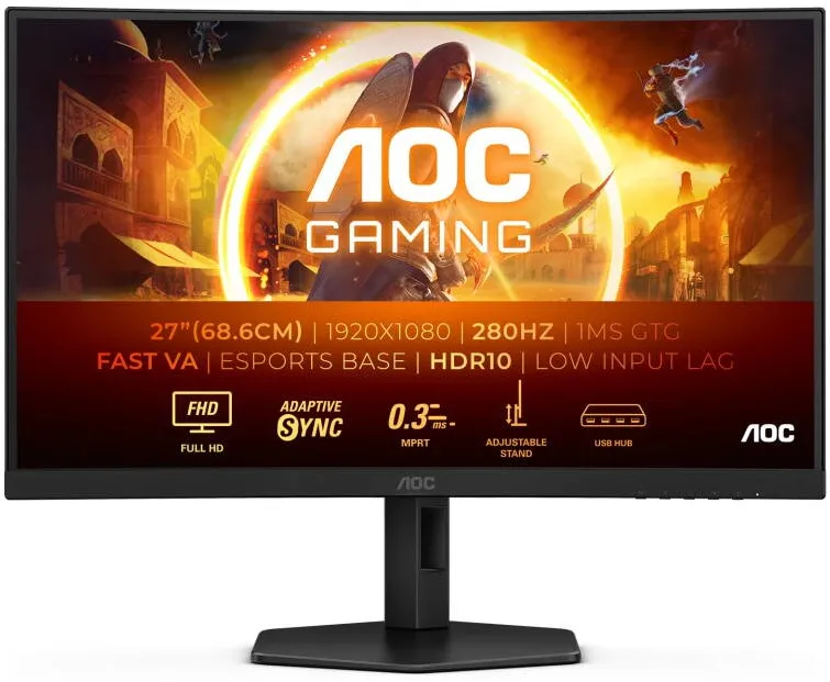 Monitor AOC Gaming C27G4ZXU Curbat 27 inch FHD VA 0.3 ms 280 Hz HDR