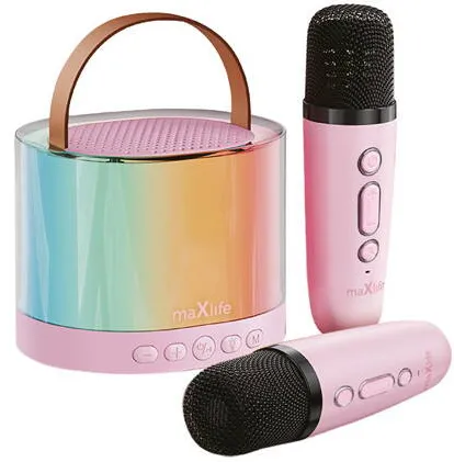 Maxlife MINI Boxa KARAOKE CU MICROFON WIRELESS - ROZ