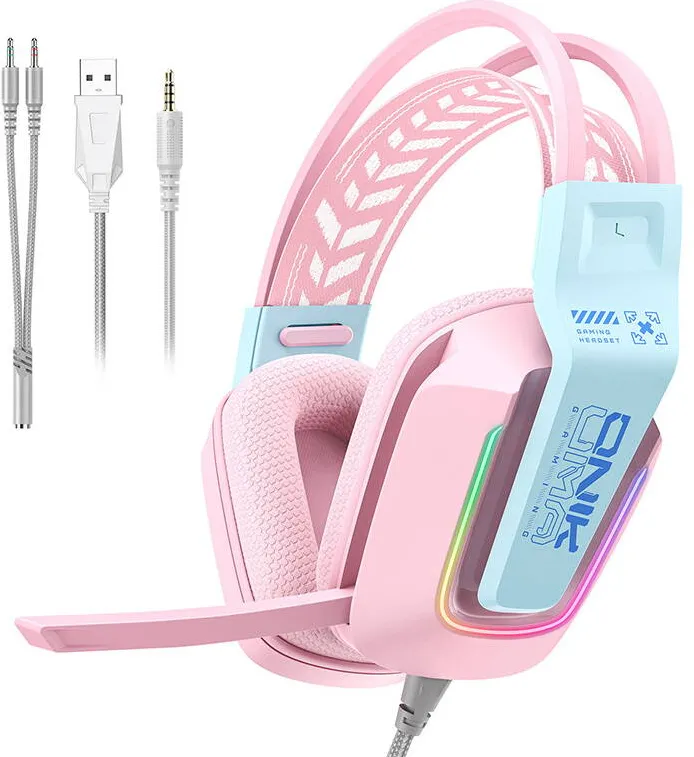 Casti Over-Head Onikuma Headset X13 Pink Gaming headphones ONIKUMA X13
