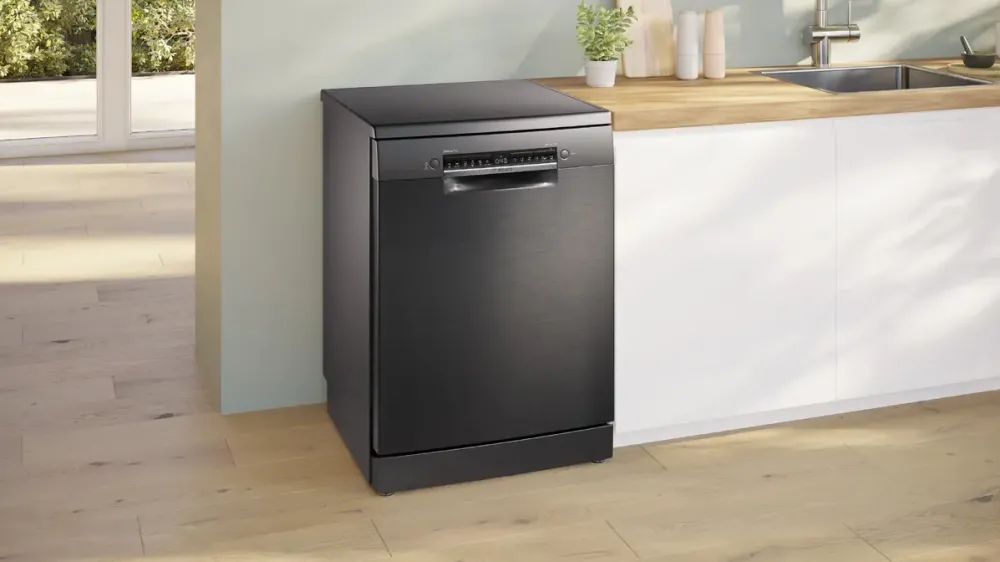 BOSCH Masina de spalat vase Bosch SMS4EMC06E, 14 seturi, 6 programe, Home Connect, Silence Plus, Motor EcoSilence Drive, Clasa B, 60 cm, Inox negru
