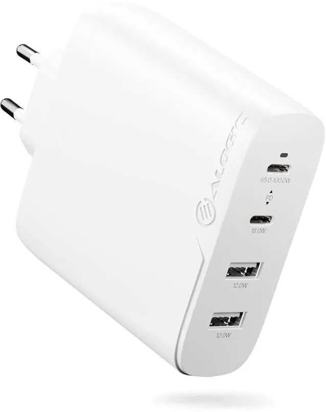 Incarcator retea Alogic Rapid Power WCG4X100-EU GaN 100W 4 porturi cu cablu 2 m alb