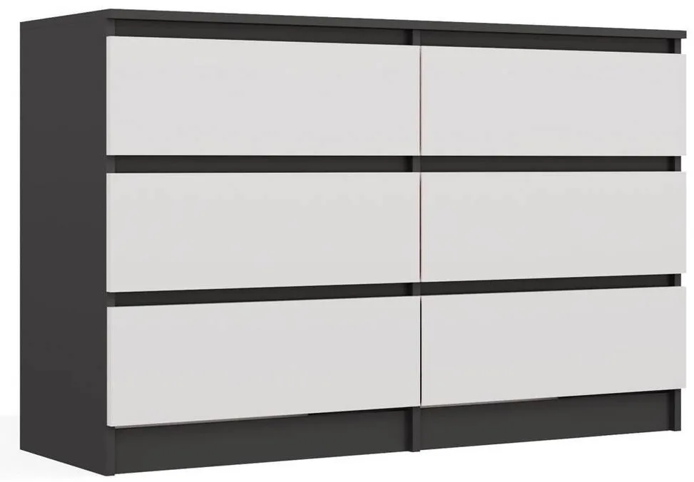 TOP E SHOP M6 MALWA CHEST OF DRAWERS 120 CM 6 DRAWERS ANTHRACITE/WHITE