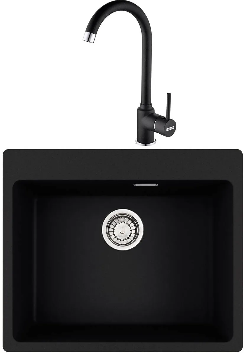 Franke Pachet chiuveta bucatarie fragranite Franke MRG 610-54, 590x500 mm + Baterie Pola 1.0, Negru