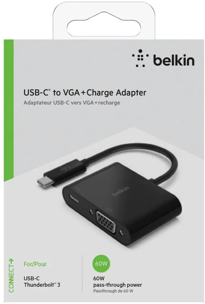 BELKIN Cablu Date USB-C to VGA-Adapter 60W PD, black AVC001btBK