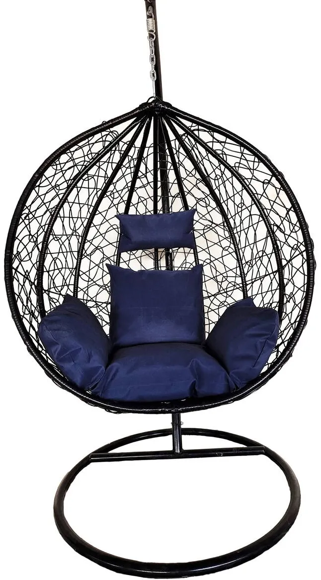 HEINNER Balansoar suspendat Leon Heinner, 115x68x108/195 cm, otel/rattan sintetic, gri antracit/albastru